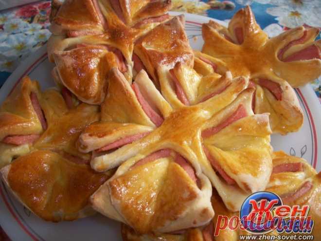Выпечка к завтраку «Колбасные цветочки» ( МК от Елены )