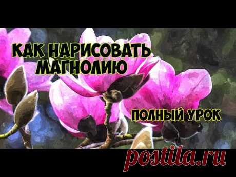 Как нарисовать магнолию карандашом и акрилом. Урок рисования. Порисуем вместе