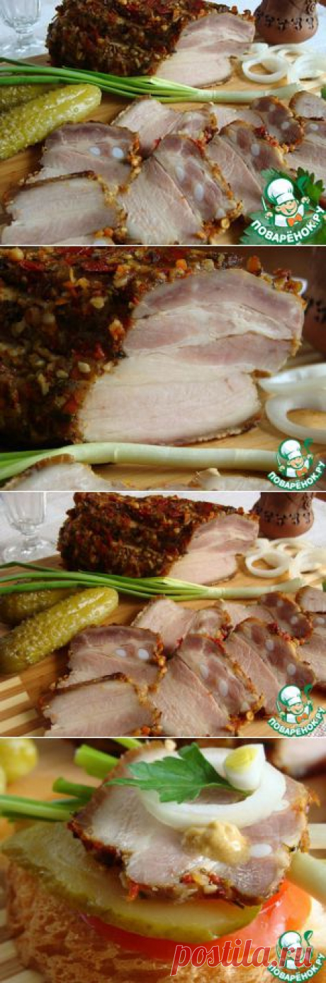 Грудинка солено-печеная - кулинарный рецепт