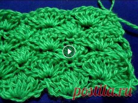 Вязание крючком – Узор 4 – Ракушки Узор Ракушки, или веера, удачно ложится на летнюю и верхнюю одежду. Также хорошо смотрится в качестве отделки края изделия одним рядом узора. Видеокан...