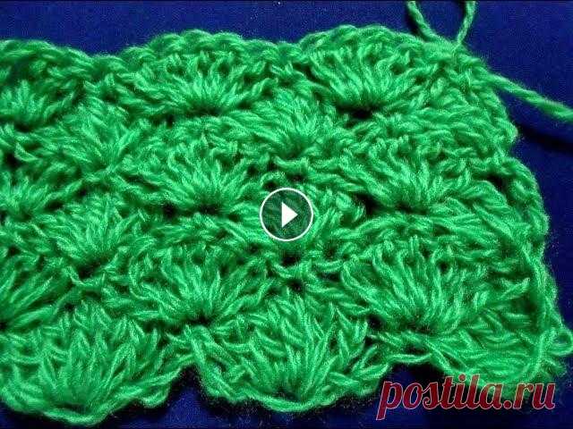 Вязание крючком – Узор 4 – Ракушки Узор Ракушки, или веера, удачно ложится на летнюю и верхнюю одежду. Также хорошо смотрится в качестве отделки края изделия одним рядом узора. Видеокан...