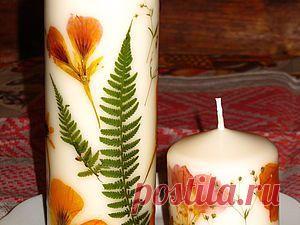 Свеча вся в цветах-сухоцветах - Ярмарка Мастеров - ручная работа, handmade