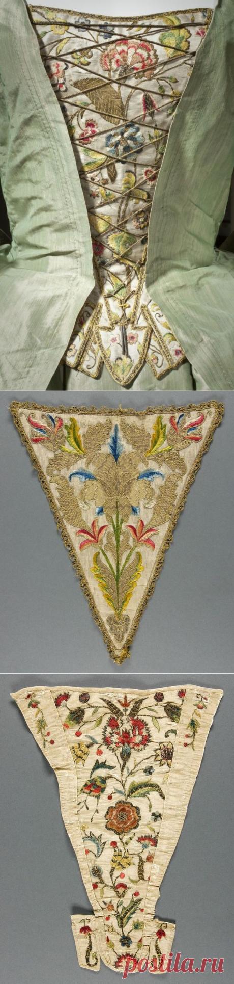 &gt;Старая ручная вышивка. Лифы платьев.