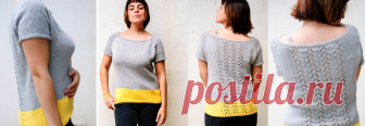 Простой и удобный вязаный топ Anemone с эффектной ажурной вставкой на спинке.