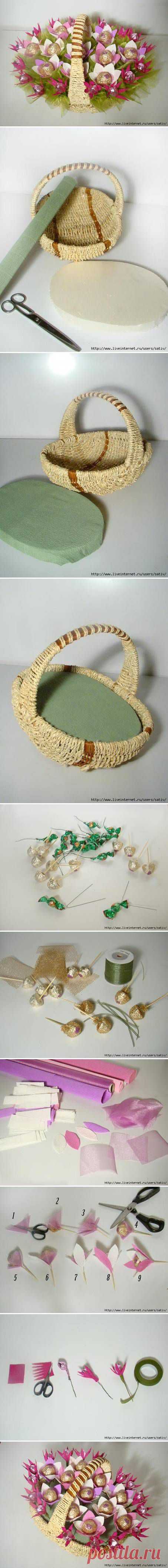 DIY Шоколадные цветы. Корзина .| iCreativeIdeas.com