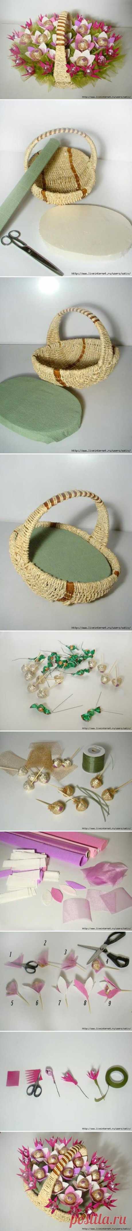 DIY Шоколадные цветы. Корзина .| iCreativeIdeas.com