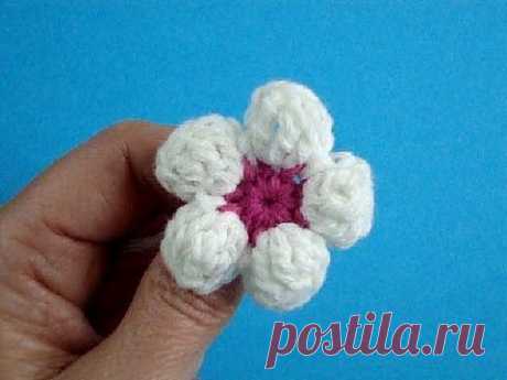 ▶ Цветок яблони Вязание крючком Урок 11 How to crochet flower - YouTube