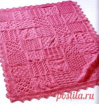 Эффектное одеяло вязаное спицами, описание по ссыдке: http://ru4kami.ru/vyazhem-dlya-doma/351-effektnoe-odeyalo-spicami.html