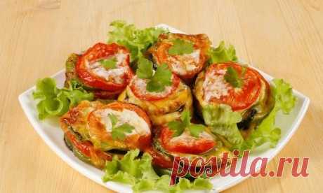 Башенки из овощей с сыром, запеченные в духовке. Рецепт