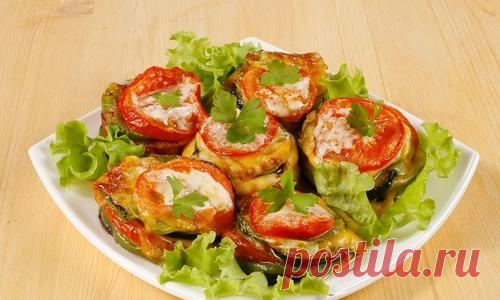 Башенки из овощей с сыром, запеченные в духовке. Рецепт