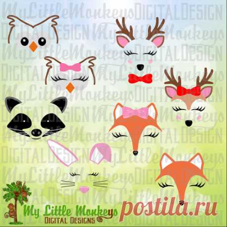 Woodland Animal Faces Bundle Designs Commercial Use SVG | Etsy