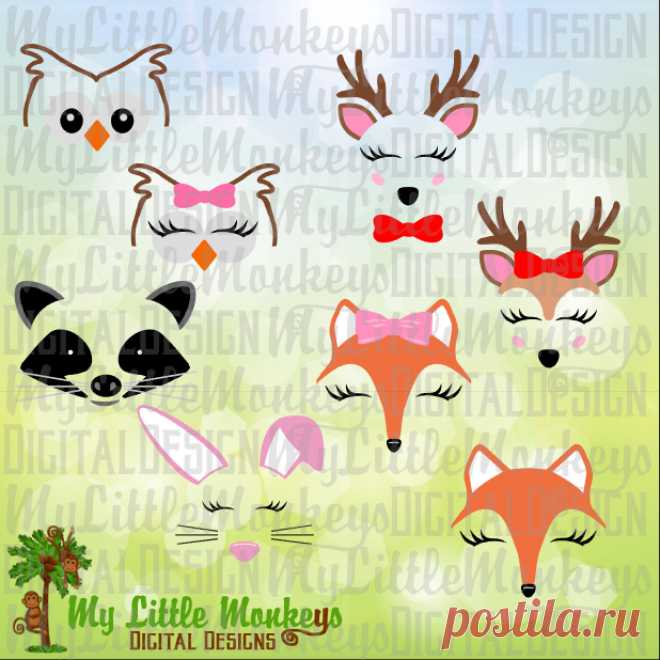 Woodland Animal Faces Bundle Designs Commercial Use SVG | Etsy