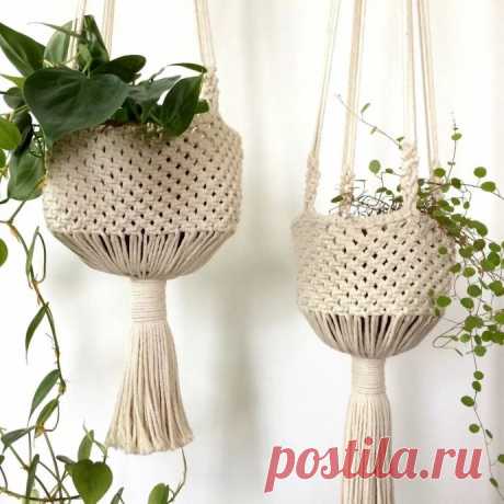Подвесные кашпо в технике макраме