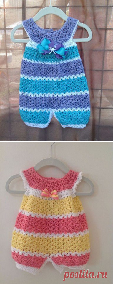 Ажурный боди-песочник для малышей крючком
