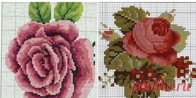 Розы. Схемы для цветочной вышивки | Вышивка крестом