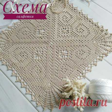 Филейная салфетка крючком. Схема. / knittingideas.ru