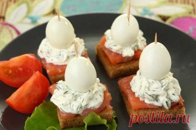 Канапе с красной рыбой и перепелиными яйцами на Новый год — Д а ч а