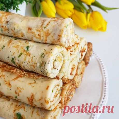 Сырные блины с зеленью