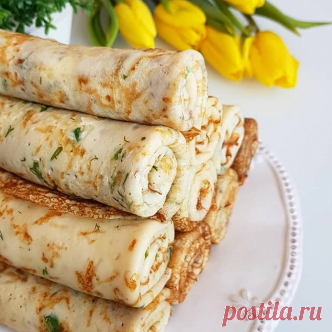 Сырные блины с зеленью