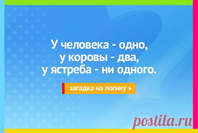 У человека одно, у коровы два, у ястреба ни одного - Загадка