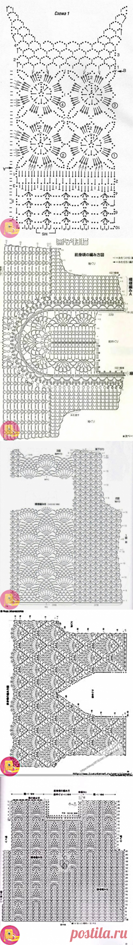 Разные схемы чудесных летних маечек — Сделай сам, идеи для творчества - DIY Ideas