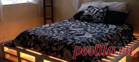 Как самому сделать кровать с подсветкой из поддонов