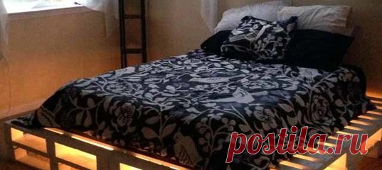 Как самому сделать кровать с подсветкой из поддонов