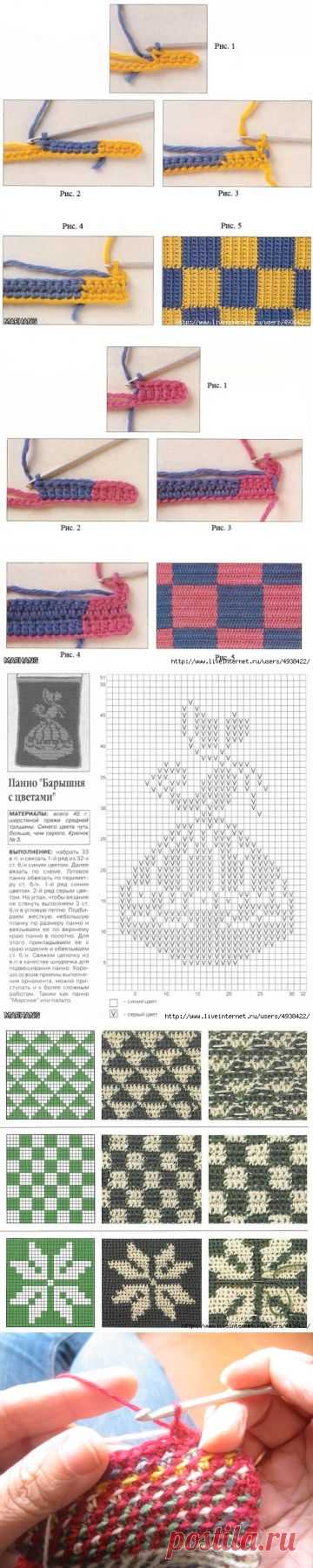 Выполнение орнаментов. Жаккард без протяжек при вязании по кругу.