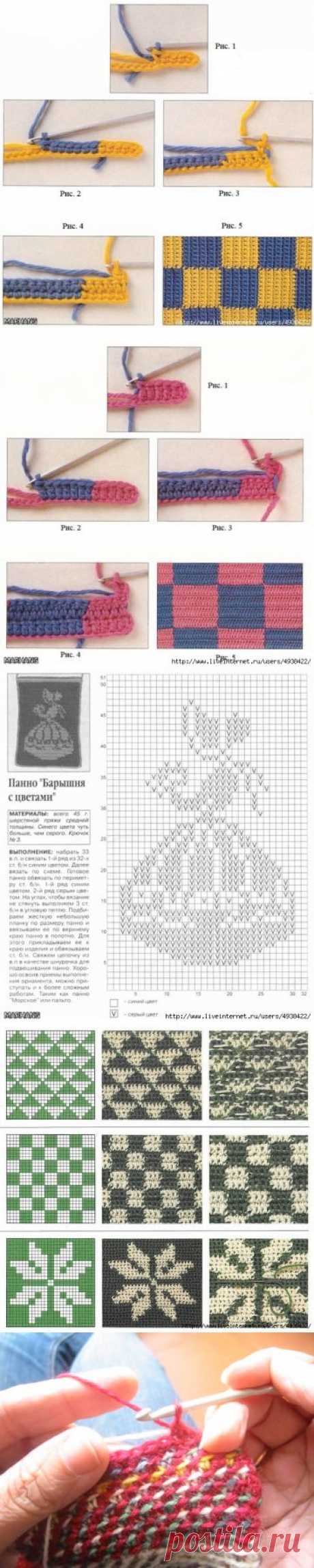 Выполнение орнаментов. Жаккард без протяжек при вязании по кругу.