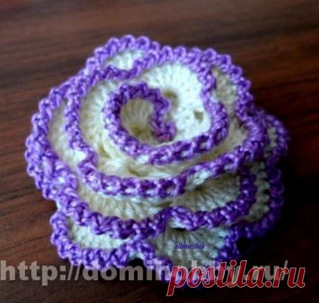 Розочка крючком с обвязкой