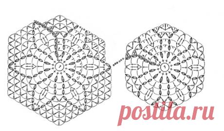 Безотрывное вязание шестиугольных мотивов