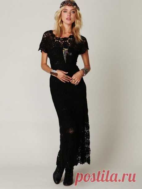 Вечерне платье крючком из мотивов схемы | Домоводство для всей семьи