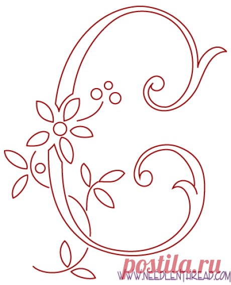 Free Hand Embroidery Pattern: Monogram C – and Avoiding Satin Stitch!