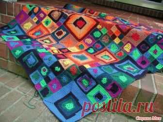 Вяжем вместе плед, одеяло, покрывало, коврик! Хочу связать дочке на кровать покрывало из квадратов. пока точно не определилась, какое именно. вот идеи для вдохновления.  1- схема к квадрату:  2- 3-