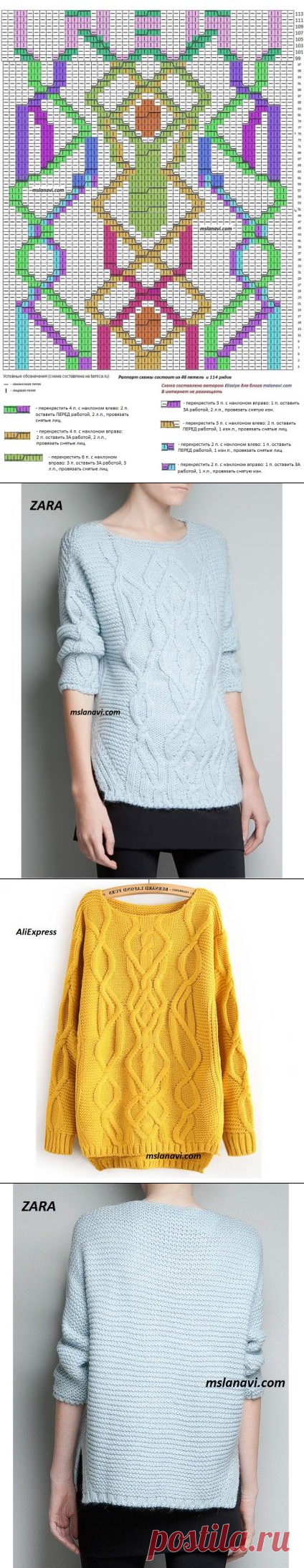 Вязаный пуловер спицами ZARA | Вяжем с Лана Ви