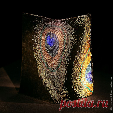 Вечерний клатч из бархата «Ветер Юга», вышивка бисером. - чёрный,бисер