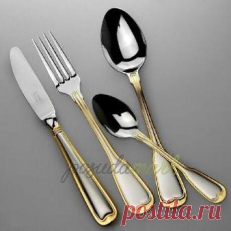 Набор столовых приборов на 6 персон 24 предмета нержавеющая сталь 18/10 стальной/золото серия Spaten Odiso Solingen 4032958056149 с доставкой - Posudamart.Ru