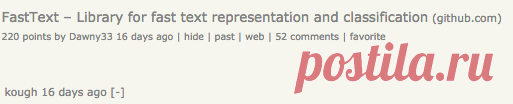 FastText – Library for fast text representation and classification | Hacker News