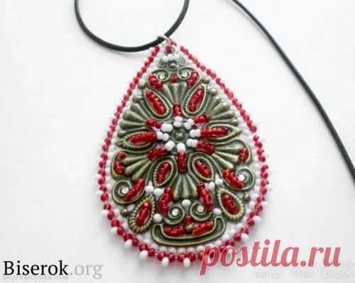 Умная мысль сделать из бисера вышитый Кулон Филигрань ~ бисером Жемчужина журнал