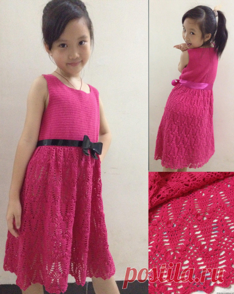Розовое платье для девочки Розовое платье для девочки 7 лет схемы. Вяжем крючком платья для девочек.