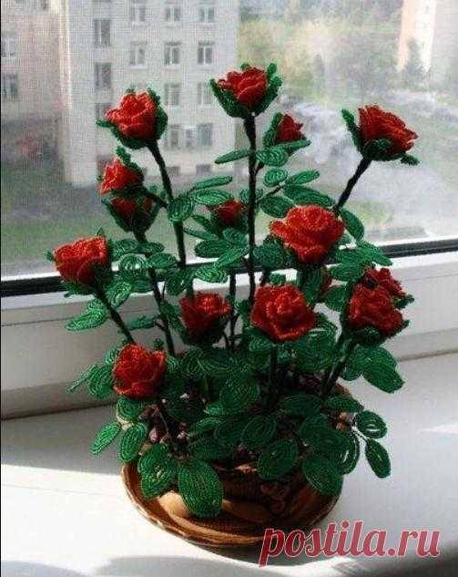 Как делать кустовую розу из бисера: мастер-класс