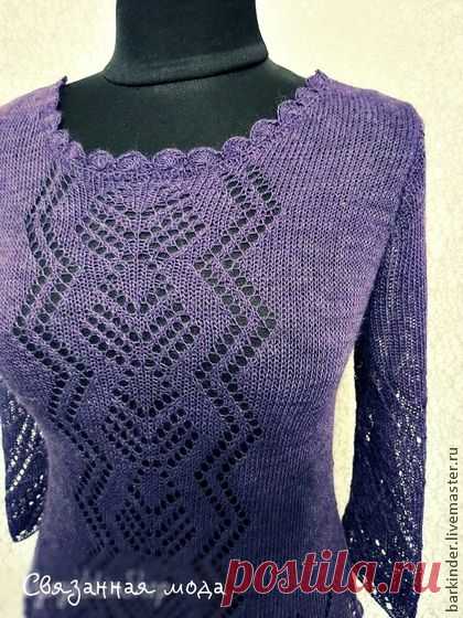 Вязаная кофточка   "Сиреневые сумерки" - тёмно-фиолетовый,однотонный,женская одежда