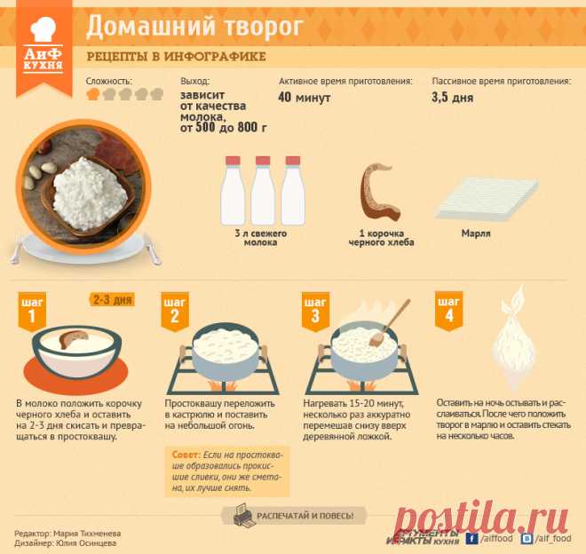 Домашний творог | Рецепты в инфографике | Кухня | Аргументы и Факты