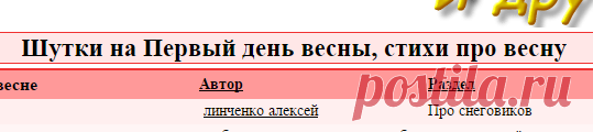 Стихи о весне, шутки на Первый день весны- смешные прикольные поздравления, веселые песни, шуточные сценарии- портал авторского юмора ХОХМОДРОМ