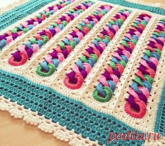 Детский плед колечками крючком. Мастеркласс