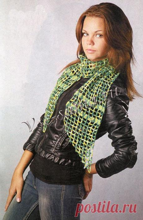 Меланжевый ажурный шарф