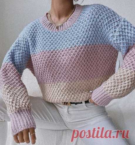 Эффектный и простой фактурный узор спицами. Два варианта вязания и два джемпера | Вяжем вместе! | Яндекс Дзен