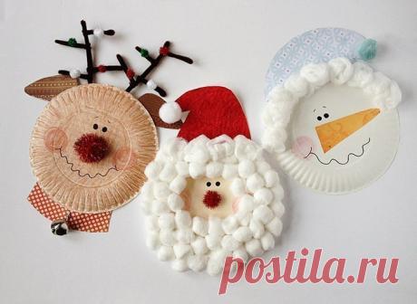 Милейшие новогодние мордашки из одноразовых тарелок