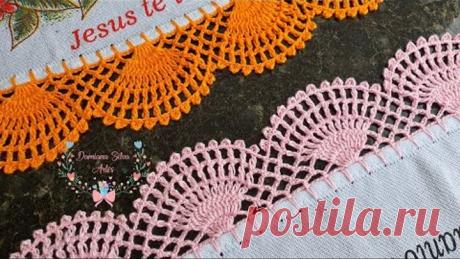 bico de crochê no pano de prato econômico #308 @Damiana Silva