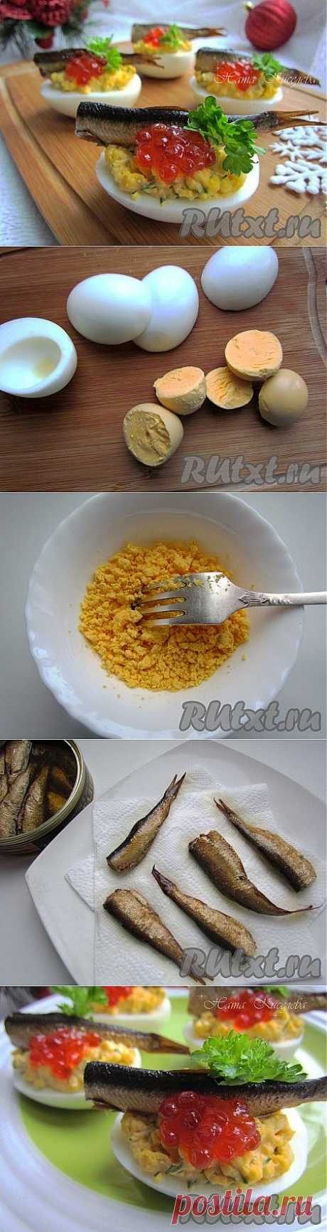 Фаршированные яйца со шпротами и красной икрой (рецепт с ) | RUtxt.ru